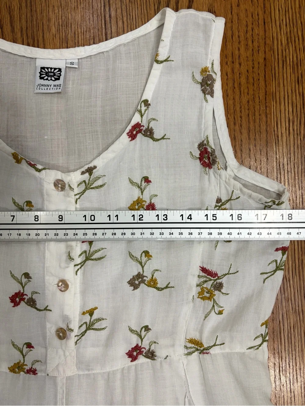 Johnny Was Ivory Maxi Dress with Multicolor Floral Embroidery - Picture 6 of 7